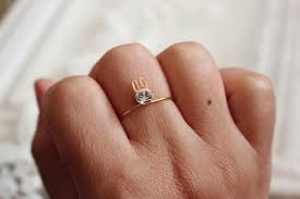 This Petite Bunny Ring With A Single Swarovski Crystal Minimalist Wedding Rings Swarovski Crystal Rings Gold Diamond Wedding Band