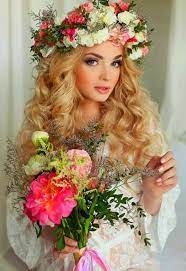 Lady with pink makeup of eyes. A Silent And Loving Woman Is A Gift Of The Lord And There Is Nothing So Much Worth As A Mind Well Instructed Ecc Girls With Flowers Flower Girl Photos Floral