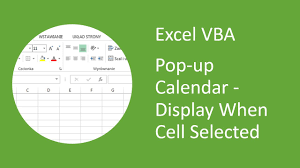 Excel Pop Up Calendar 10 Display Calendar When Certain Cells Selected Vba Youtube
