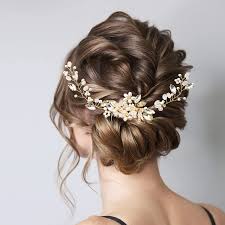 This forms the base of the headpiece to fit around the bride's head. Buy Wedding Hair Accessories For Brides Bridal Hair Pieces Pearl And Crystal Bridal Hair Accessories Golden Wedding Headpieces For Bride Vine Wedding Bridal Hair Comb Pins For Women Online In Indonesia B08zhl1t7y