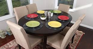 Light Canvas Brown Linen 7pc Oval Solid Top Dining Table Contemporary Cappuccino Finish Solid Wood Dining Dining Table Chairs Solid Wood Dining Table Chair Set