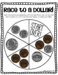 Race To A Dollar Counting Coins Freebie Money Math Teaching Money 2nd Grade Math