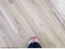 Sharing how to stain red oak to look like white oak & our full experience refinishing our red oak hardwood floors a lighter, whitewashed color. Refinishing Hardwood Floors Part 3 Staining Mishaps Final Reveal House Of Hepworths