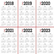 Year 2018 2019 2020 2021 2022 2023 Calendar Vector Design Template Simple And Sponsored Sponsor In 2020 Calendar Vector Calendar Template Daily Calendar Template
