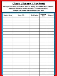 Class Library Checkout Sheet Dr Seuss Tribute Colors