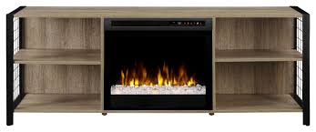Integrated speaker compartment and a stunning linear fireplace make this design a marvel of technology. Dimplex Asher Media Console Electric Fireplace With Glass Ember Bed Industrial Entertainment Centers And Tv Stands By Addco Electric Fireplaces Houzz