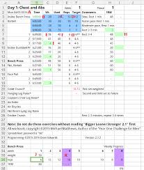When i am at the gym i can plug in my lifts via my phone. The Year One Challenge For Men Workout Spreadsheet Bigger Leaner And Stronger Michael Matthews Fact Reviews Com