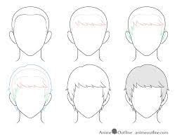 Men s hair set 12 different hairstyles for boys character. How To Draw Anime Male Hair Step By Step Animeoutline