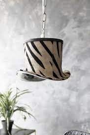 Zebra Top Hat Pendant Light Leopard Print Trend Safari Home Decor Zebra