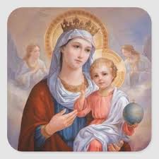 Blessed Virgin Mary With Baby Jesus Square Sticker Zazzle Com Jesus And Mary Pictures Virgin Mary Art Mary And Jesus