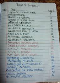 When Taking Notes For Any Class Leave A Few Pages In Front Of The Book For A Table Of Contents For Easy To Find Middle School Math Math Journals Teaching Math