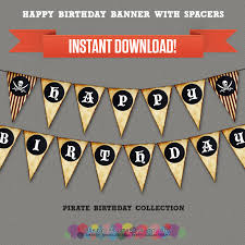 Create your own custom diy gold banner with these free printable gold banner letters. Pirates Party Printable Birthday Banner With Spacers Editable Pdf File Print At Home