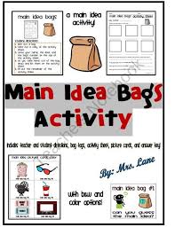 Main Idea Bags Activity Includes 23 Different Bag Themes Product From Mrs Lane On Teachersnotebook Co Reading Main Idea Teaching Main Idea Reading Classroom