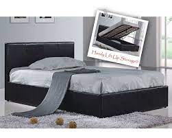 Berlin Parade Black Faux Leather Three Quarter 3 4 Ottoman Storage Bed Frame Ottoman Storage Bed Bed Frame With Storage Bed Frame