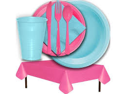 With our free shipping and considerable discount on bulk orders. Plastic Party Supplies For 50 Guests Light Blue And Hot Pink Dinner Plates Dessert Plates Cups Lunch Napkins Cutlery And Tablecloths Premium Quality Tableware Set Newegg Com