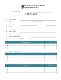 Borang maklumat guru penyelaras ppda. Borang Biodata Guru Kssr