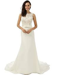 Die verwendete spitze ist aufwendig appliziert. Jaeden Brautkleider Lang Chiffon Hochzeitskleider Meerjungfrau Ruckenfrei Mit Schleppe Elfenbein E Hochzeitskleid Brautkleid Schlicht Gunstige Hochzeitskleider