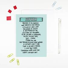 A lovely way to thank and praise your dad for all he has done for you and the hard work he does to provide for his. Father Poem For Father S Day Card By Angela Chick Notonthehighstreet Com