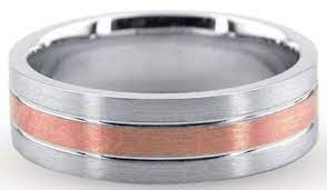 Mens 14k White And Rose Gold Wedding Band Ring 7mm Wide Sizes 4 12 Free Engraving Ne Rose Gold Mens Wedding Band Rose Gold Wedding Bands Wedding Ring Bands
