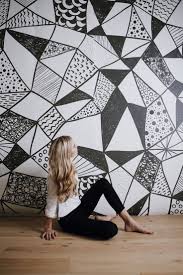Bedroom Black And White Wall Mural Geometric Wall Mural Large Wall Murals Watercolor Mural Geometric Wall