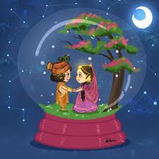 Nidhi Draws On Instagram Something From My Mind Snowglobe Radhakrishna Magical Dolls Vri Krishna Painting Krishna Radha Painting Krishna Art