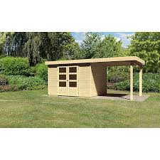 Karibu Gartenhaus Askola L X B 246 X 554 Cm Wandstarke 19 Mm Flachdach Natur Mit Anbau Karibu Gartenhaus Haus Gartenhaus