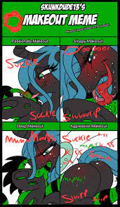 980272 Suggestive Artist Digitaldomain123 Artist Microdude87 Artist Skunkdude13 Queen Chrysalis Oc Oc Cameron Anthro Anthro Oc Anthro On Pony Action Ass Bugbutt Canon X Oc Comic Drool Female French Kiss Kissing Make Out Meme Male