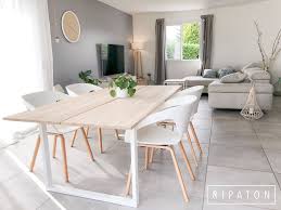 Belle Table A Manger Bois Et Pieds En Acier Blanc Modele Intrepide Deco Salle A Manger Decoration Salon Salle A Manger Salle A Manger Peinture