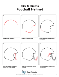 Learn How To Draw A Football Helmet Step By Step Download A Printable Version Of This Tutorial At Https Museprinta Football Helmets Football Football Doodle