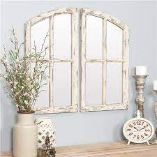 Customizable industrial style window pane distressed glass rusty look mirror. Aspire Home Accents 6138 Jolene Arch Window Pane Mirrors 44 White Set Of 2 Walmart Canada