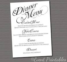 Sample Printable Menu Cards Diy Menu Cards Wedding Reception Menu