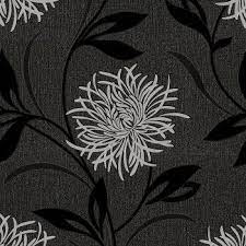 Antoinette Wallpaper Black Silver Feature Wallpaper Wallpaper Living Room Black And Red Living Room