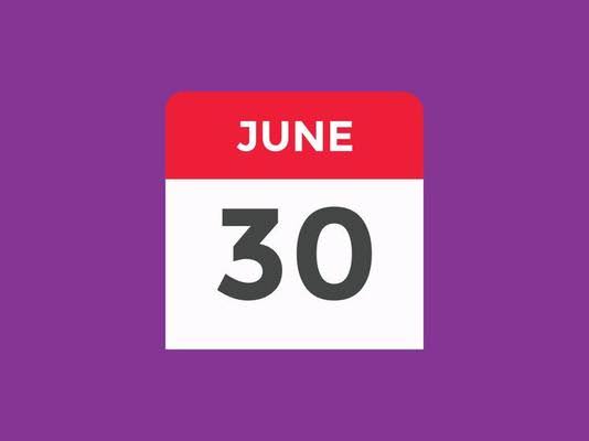 rappel du calendrier du 30 juin. Modèle d'icône de calendrier quotidien du 30 juin. modèle de conception d'icône calendrier 30 juin. illustration vectorielle 11069335 Art vectoriel chez Vecteezy
