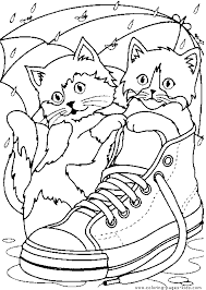 Two Cute Cats In A Shoe Color Page Free Printable Coloring Sheets For Kids Cat Coloring Page Animal Coloring Pages Family Coloring Pages