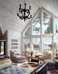 Charming Lakefront Log Cabin With Whitewashed Interiors Log Home Interiors Cabin Interior Design Log Cabin Interior