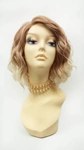 12 Inch Lace Front Light Strawberry Pale Blond Ends Short Wavy Lob Wig With  Side Part. Heat Resistant Synthetic Wig [119-560-teegan-t27/613]