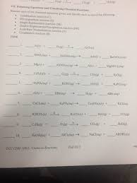 Balance the reactions 1 to 6. Chemical Reactions Balancing Equations Answers Tessshebaylo