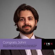 We're thrilled to announce that John Rose has been named Associate Vice  President within the FINN Southeast Community Impact group! In just 2  years, John has risen from Account Executive to lead