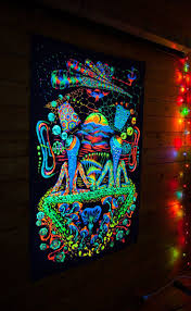 Uv Blacklight Backdrop True To Two Trootootoo Lovers Trippy Tapestry Glow Wall Hanging Design Psy Home Decor Visionary Psychedelic Art Trippy Tapestry Hippie House Hippie Bedroom Decor