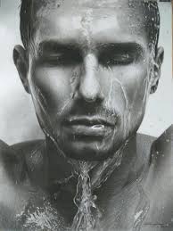 Wet Face Face Drop Water Drop Wayang Drawing Portrait Hyperealism Pencill And Charcoal On Paper 59x79 By Ari Berta Galung For Sal Art Wet Face Drawings