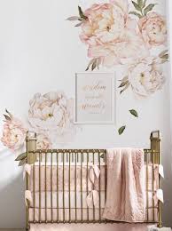 Peony Flowers Wall Stickers White Peonies Wall Art Nursery Decor Girl Baby Girl Nursery Decor Baby Room Design