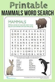 Teach Your Young Scientist About Warm Blooded Animals With This Free Printable Word Search Puzzle Sciencewordse Mammals Activities Mammals Elementary Science
