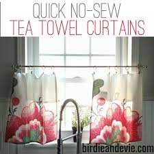 Quick No Sew Tea Towel Curtains Shabby Chic Kitchen Curtains Diy Curtains Tea Towels Diy
