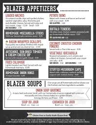 red blazer restaurant & pub menu in