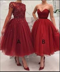 Cheap Two Styles Short Prom Dresses Lace Appliques Beaded A Line Evening Party Dresses Tea Length Occasion Party Wear From Babybridal Red Formal Dresses Ball Dresses Burgundy Evening Dress