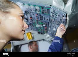 Female military pilot cockpit hi-res stock photography and images