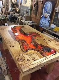 Handcrafted Solid Wood Coffee Table Burr Oak Spalted Sycamore With Lava Resin Wood Resin Table Coffee Table Wood Solid Wood Coffee Table