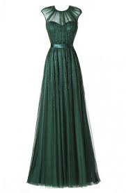 Glamorous Round Neck Floor Length Pleated Dark Green Prom Dress With Beading Tp0033 Evening Dresses Green Prom Dress Gorgeous Dresses