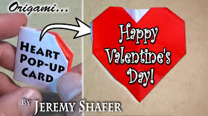 When you open the card, the heart will pop up at you. Origami Heart Pop Up Card Youtube