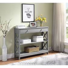 Convenience Concepts Oxford 1 Drawer Console Table In Gray 203295gy Bellacor In 2020 Console Table Convenience Concepts Furniture